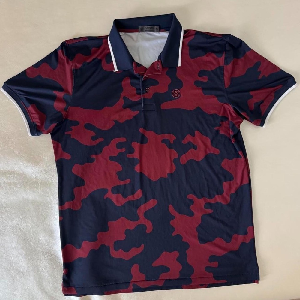 G/fore red & navy camo golf polo shirt
